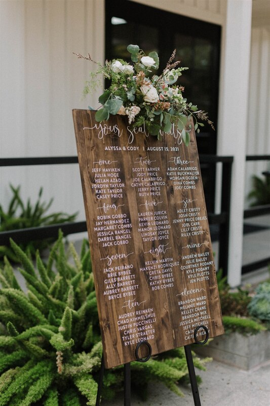 wooden sign seating chart