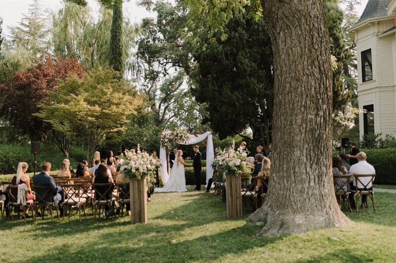 Outdoor wedding ceremony on the lawn at Park Winters