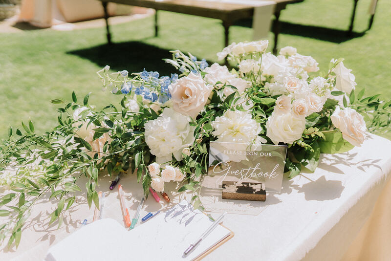 guest book table at intimate spring wedding