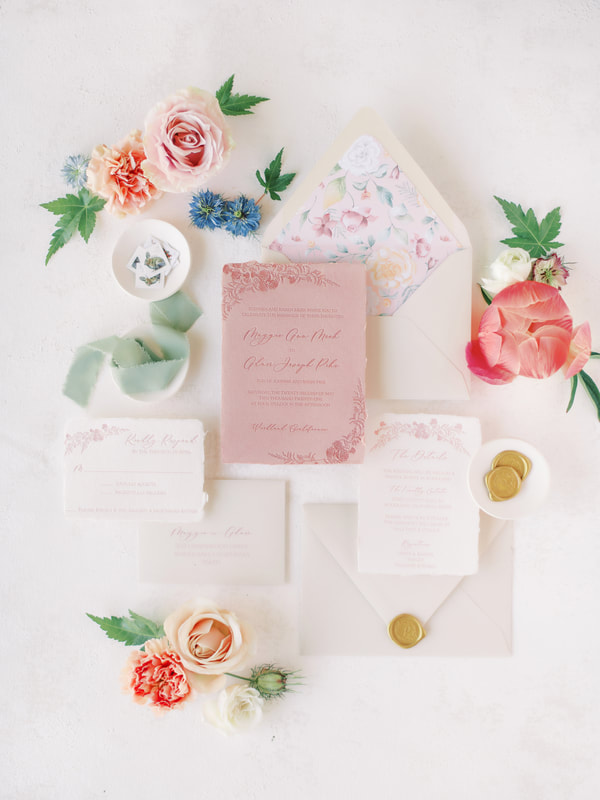 Blush letterpress wedding invitations by Valley Press Co.