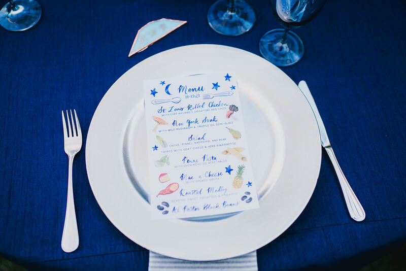 celestial themed wedding menu 