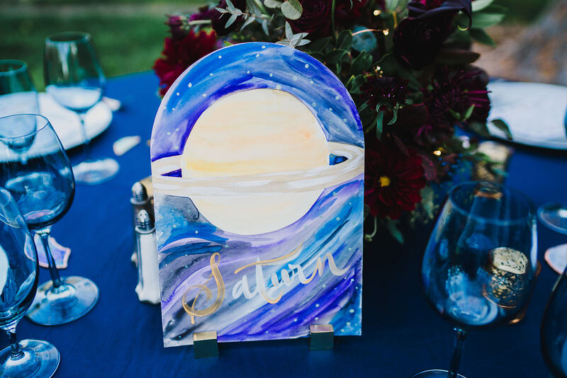 celestial themed wedding table numbers